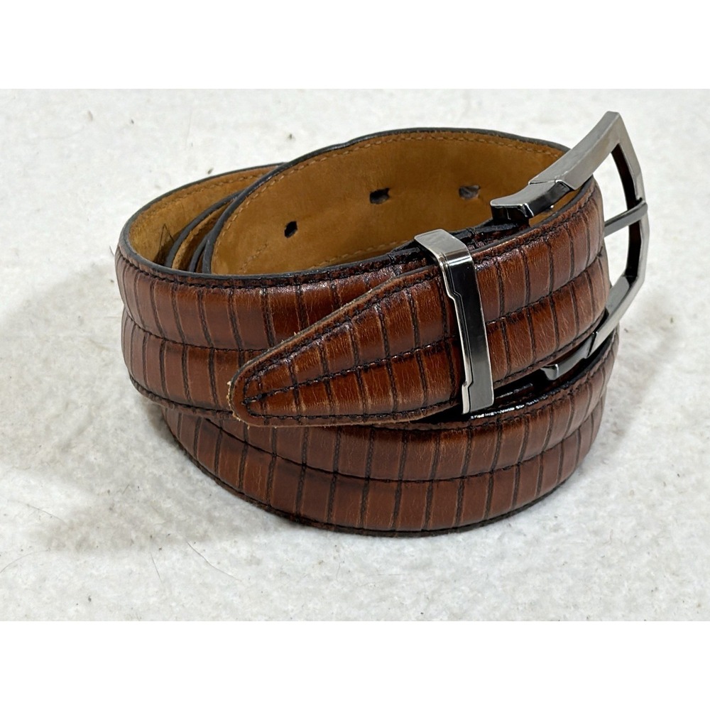 Lejon Calfskin Leather Belt Mens 46 Brown Lizard Grain Western Ranchwear USA - Picture 5 of 16